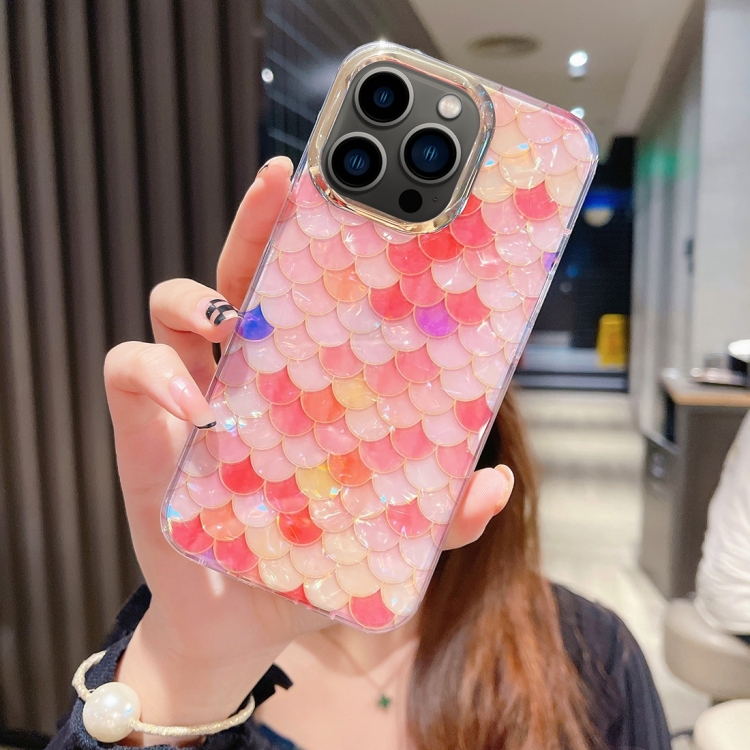 

For iPhone 13 Pro Colorful Crystal Shell Pattern PC + TPU Phone Case(Fish-scales Red)