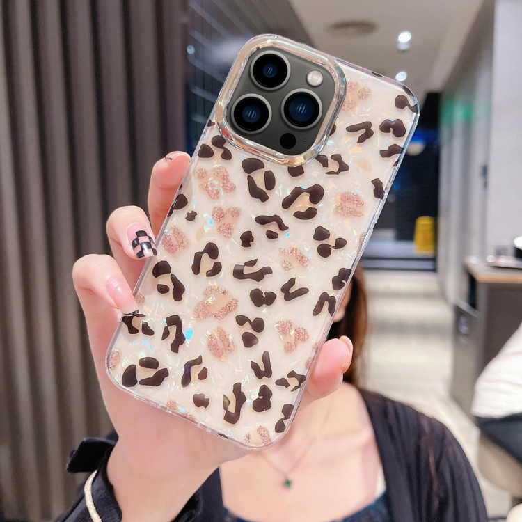 

For iPhone 13 Pro Colorful Crystal Shell Pattern PC + TPU Phone Case(Light Leopard)
