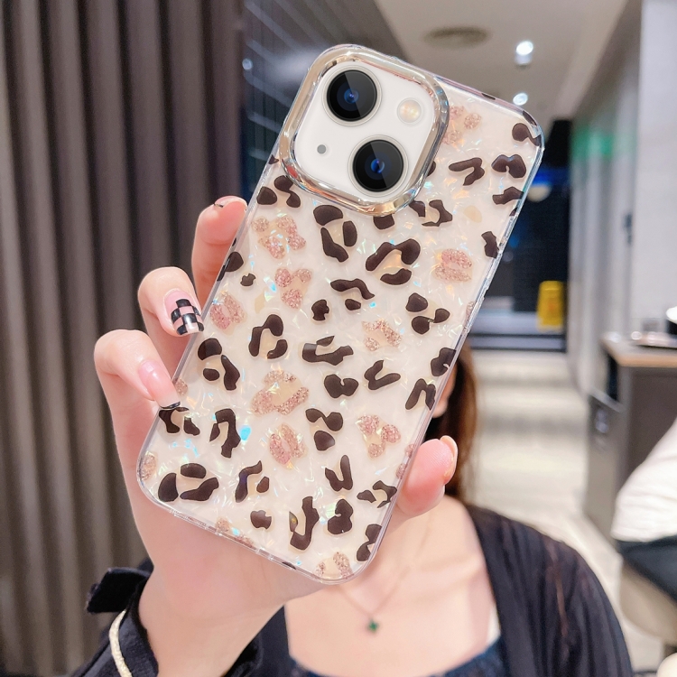 

For iPhone 13 Colorful Crystal Shell Pattern PC + TPU Phone Case(Light Leopard)