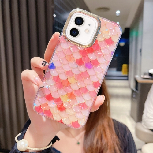 

For iPhone 12 Colorful Crystal Shell Pattern PC + TPU Phone Case(Fish-scales Red)