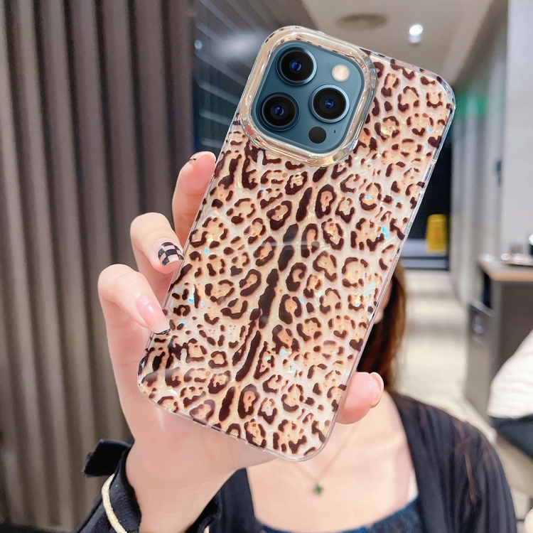 

For iPhone 12 Pro Max Colorful Crystal Shell Pattern PC + TPU Phone Case(Deep Leopard)