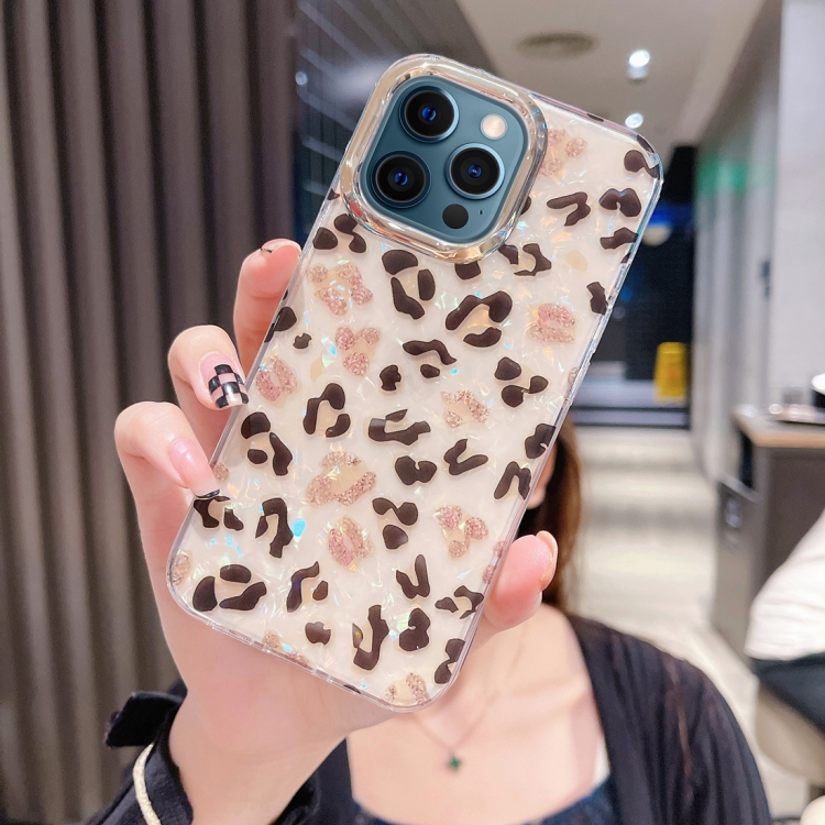 

For iPhone 12 Pro Max Colorful Crystal Shell Pattern PC + TPU Phone Case(Light Leopard)