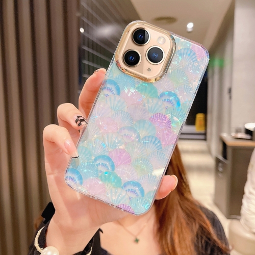 

For iPhone 11 Pro Max Colorful Crystal Shell Pattern PC + TPU Phone Case(Scallop Blue)