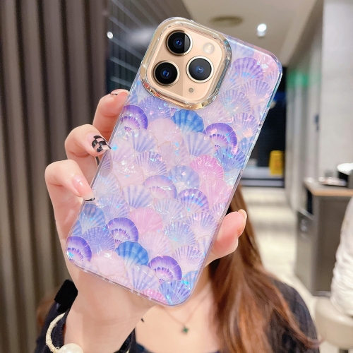 

For iPhone 11 Pro Max Colorful Crystal Shell Pattern PC + TPU Phone Case(Scallop Purple)
