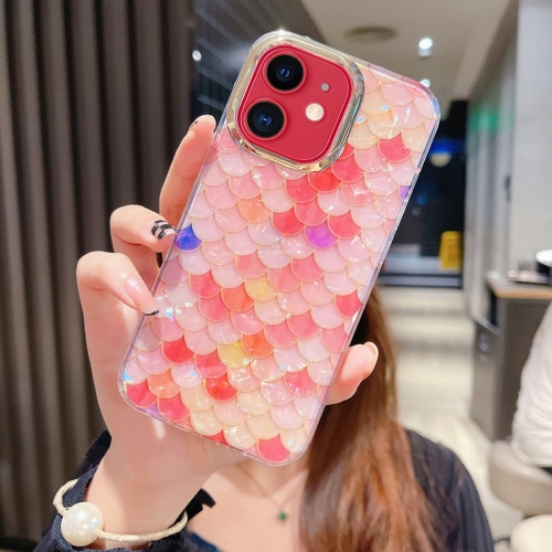 

For iPhone 11 Colorful Crystal Shell Pattern PC + TPU Phone Case(Fish-scales Red)