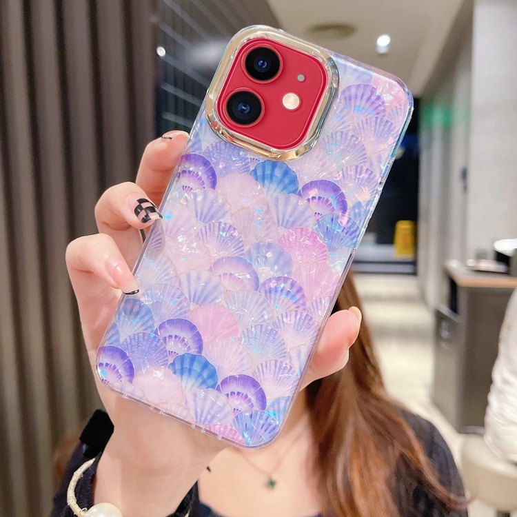 

For iPhone 11 Colorful Crystal Shell Pattern PC + TPU Phone Case(Scallop Purple)
