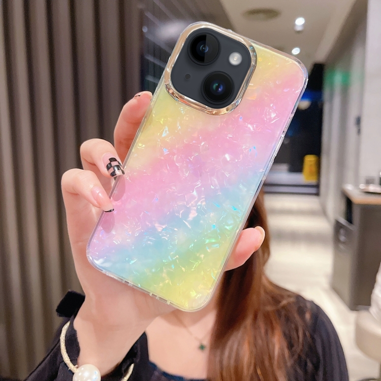 

For iPhone 15 Plus Colorful Crystal Shell Pattern PC + TPU Phone Case(Rainbow)