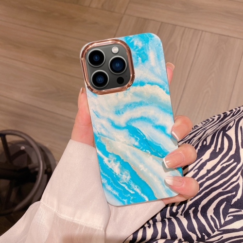

For iPhone 13 Pro Colorful Shell Texture Marble PC + TPU Phone Case(Blue White)