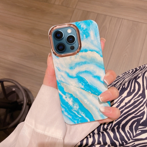 

For iPhone 12 Pro Max Colorful Shell Texture Marble PC + TPU Phone Case(Blue White)