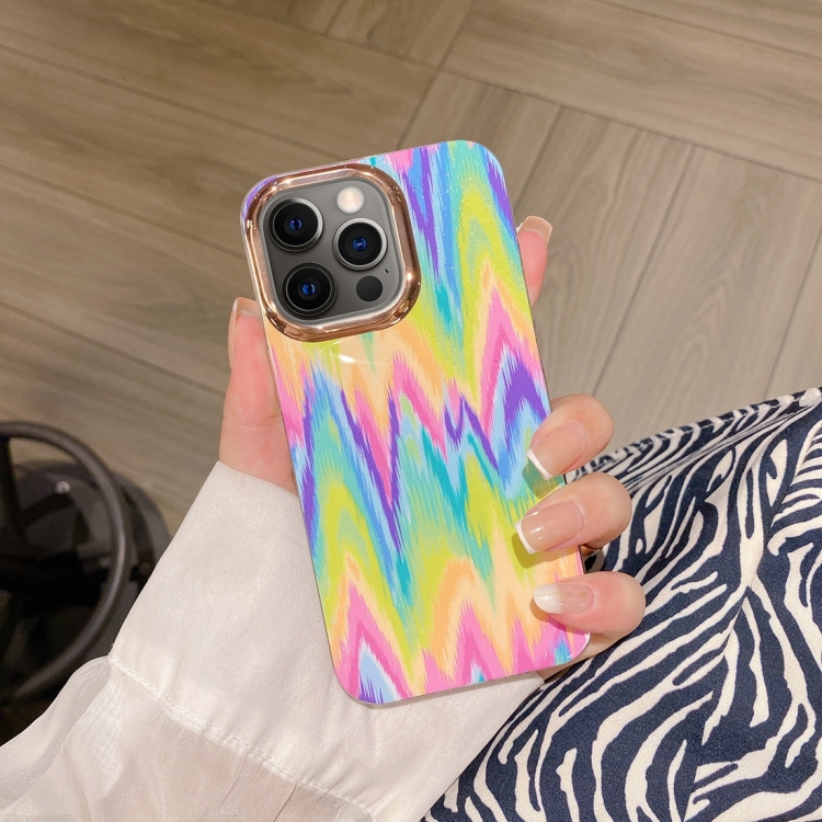 

For iPhone 12 Pro Colorful Shell Texture Marble PC + TPU Phone Case(Rainbow Stripe)