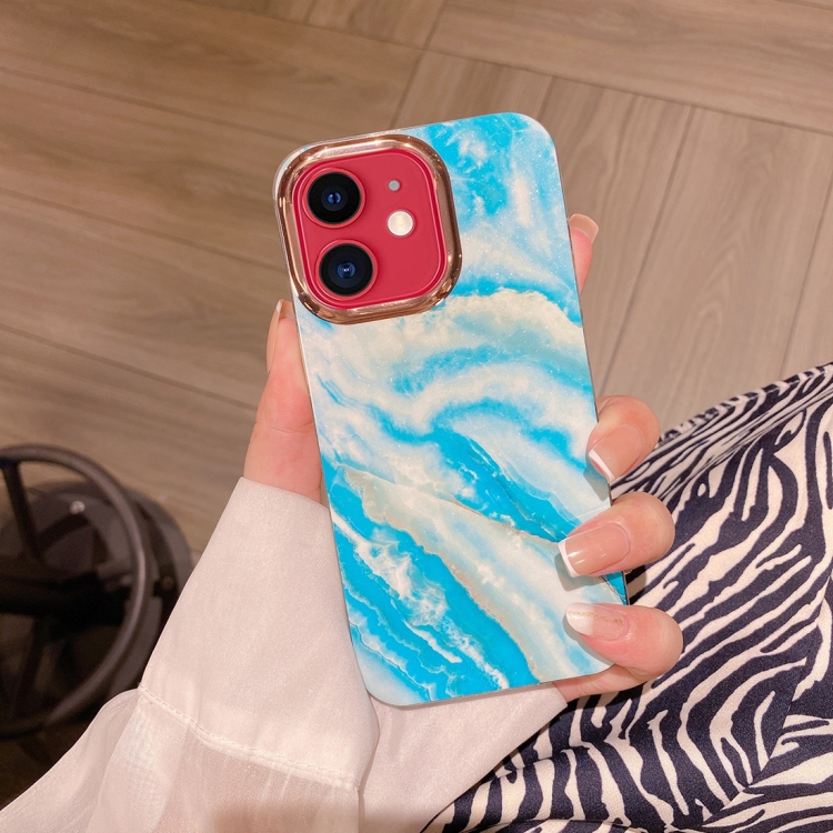 

For iPhone 11 Colorful Shell Texture Marble PC + TPU Phone Case(Blue White)