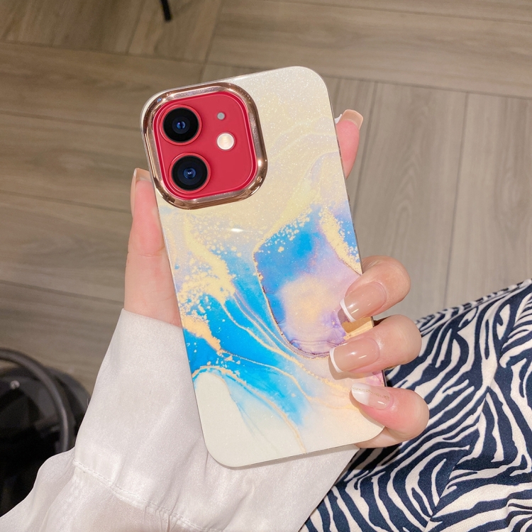 

For iPhone 11 Colorful Shell Texture Marble PC + TPU Phone Case(Blue Purple)