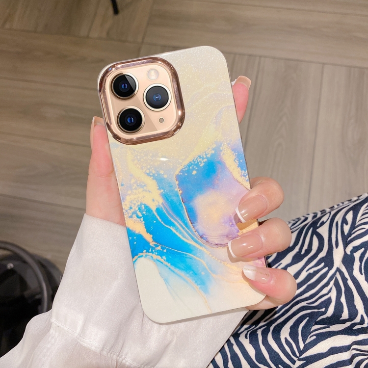 

For iPhone 11 Pro Colorful Shell Texture Marble PC + TPU Phone Case(Blue Purple)