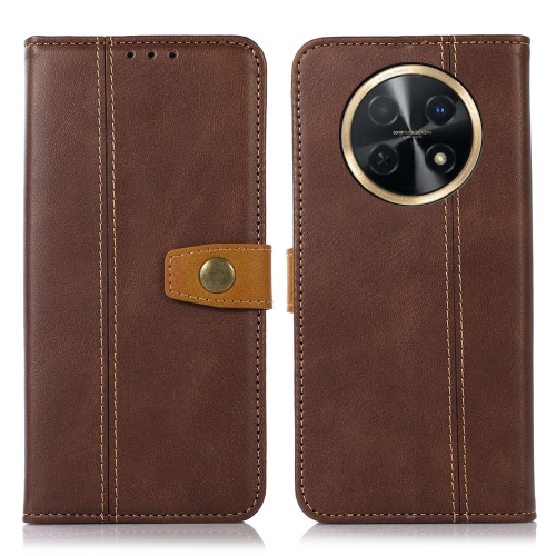 

For Huawei Nova Y91 4G / Enjoy 60X Stitching Thread Calf Texture Leather Phone Case(Coffee)