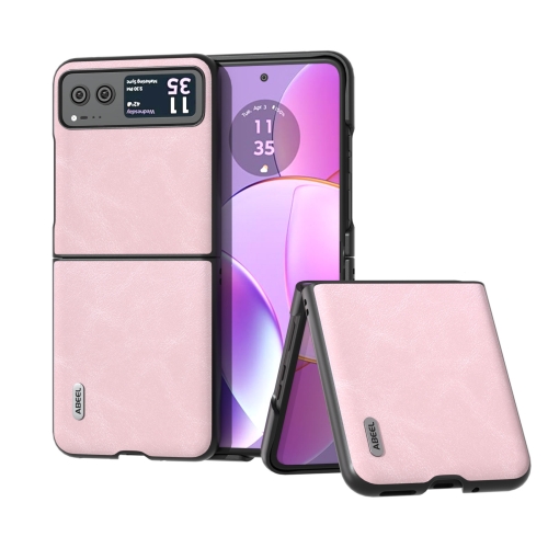 

For Motorola Razr 40 ABEEL Cowhide Texture PU Phone Case(Pink)
