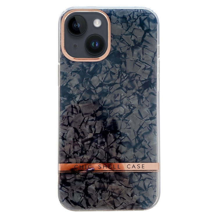 

For iPhone 14 Plus Electroplating Shell Texture TPU Phone Case(Black)