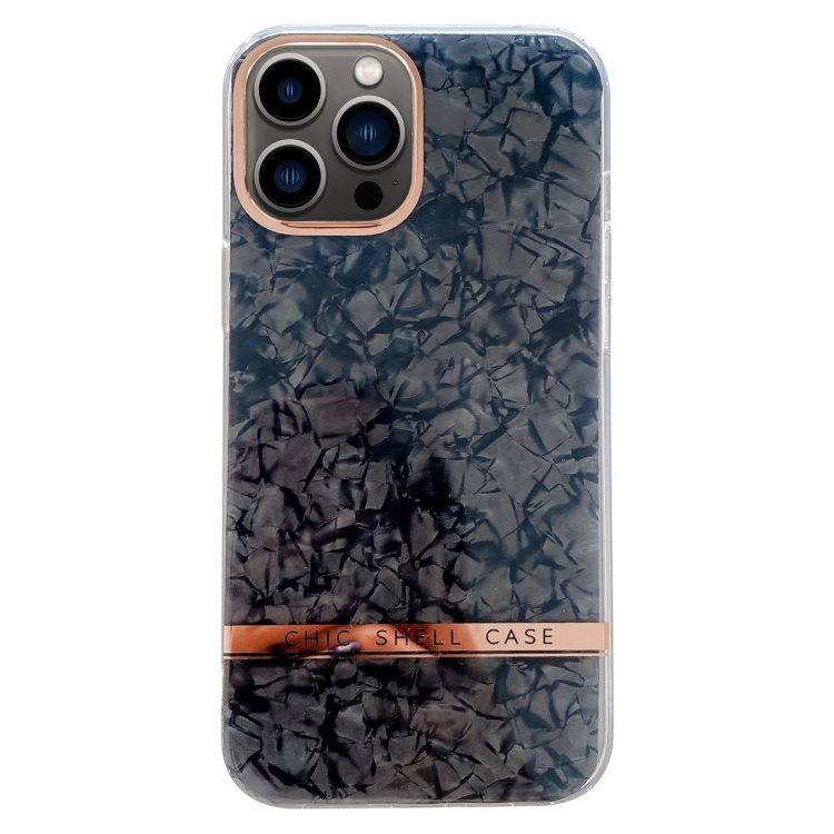 

For iPhone 13 Pro Max Electroplating Shell Texture TPU Phone Case(Black)
