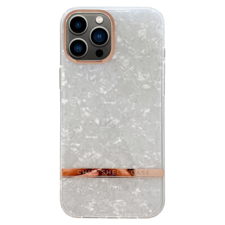 

For iPhone 13 Pro Electroplating Shell Texture TPU Phone Case(White)