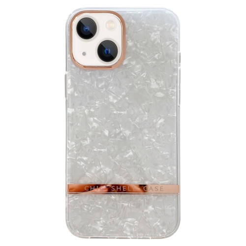 

For iPhone 13 Electroplating Shell Texture TPU Phone Case(White)