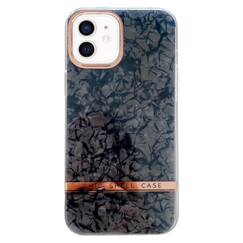 For iPhone 12 Electroplating Shell Texture TPU Phone Case(Black)