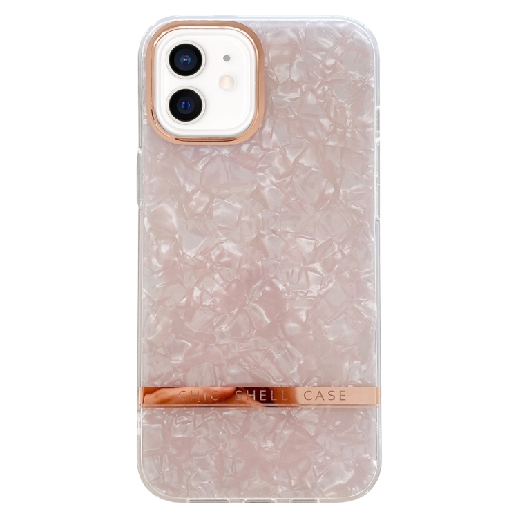 

For iPhone 12 Electroplating Shell Texture TPU Phone Case(Pink)