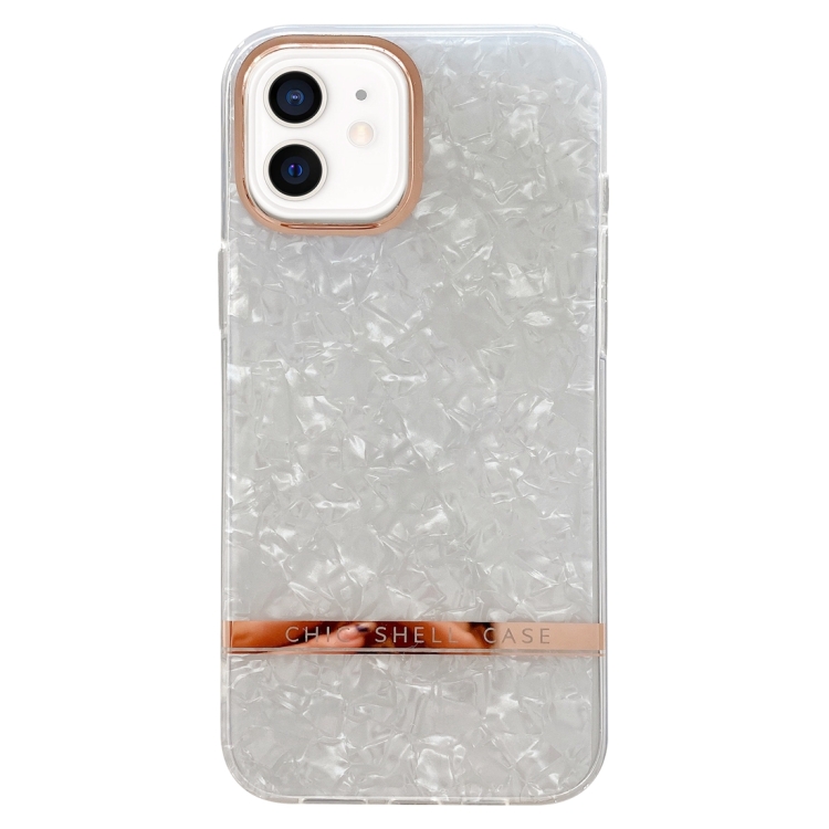 

For iPhone 12 Electroplating Shell Texture TPU Phone Case(White)