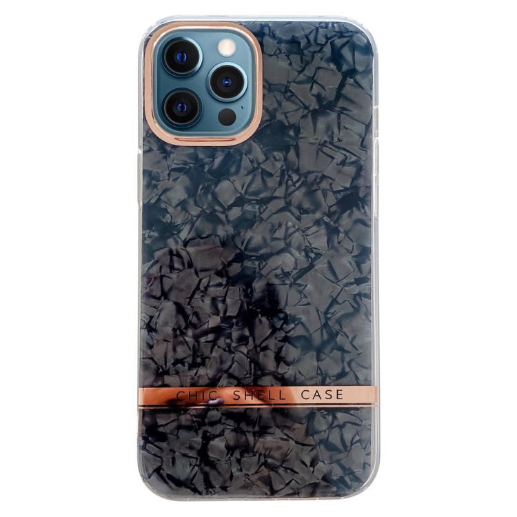 

For iPhone 12 Pro Max Electroplating Shell Texture TPU Phone Case(Black)