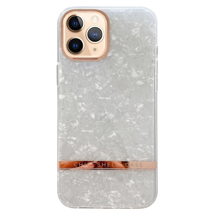 

For iPhone 11 Pro Max Electroplating Shell Texture TPU Phone Case(White)