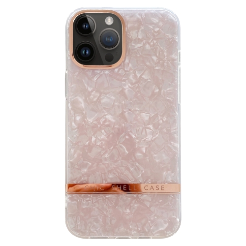 For iPhone 15 Pro Max Electroplating Shell Texture TPU Phone Case(Pink) чехол для iphone 13 chic shell case прозрачный лилия