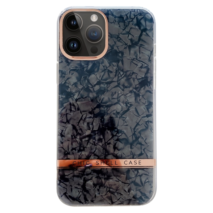 

For iPhone 15 Pro Max Electroplating Shell Texture TPU Phone Case(Black)