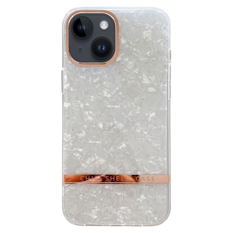 

For iPhone 15 Electroplating Shell Texture TPU Phone Case(White)