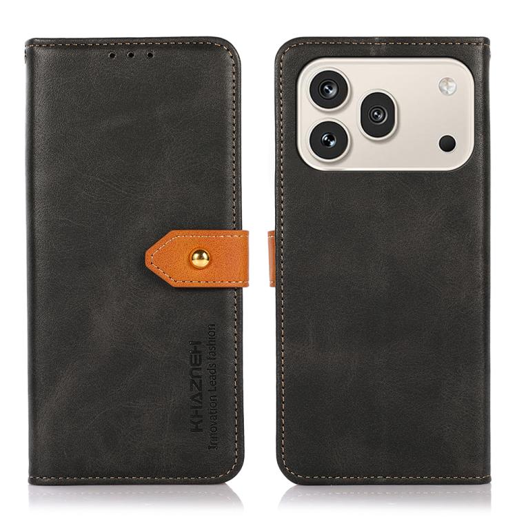 

For Honor 600 / 600 Pro Global KHAZNEH Dual-color Cowhide Texture Flip Leather Phone Case(Black)