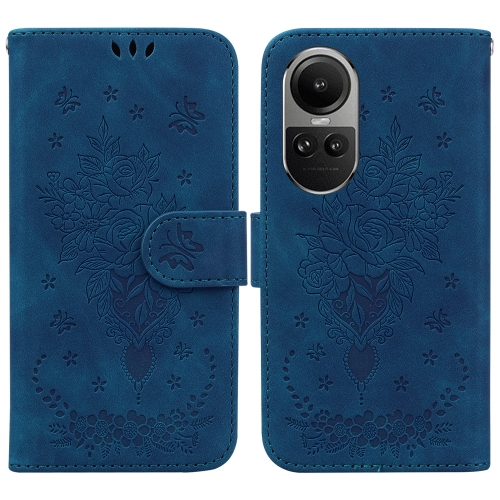 

For OPPO Reno10 5G Global/Reno10 Pro Global Butterfly Rose Embossed Leather Phone Case(Blue)