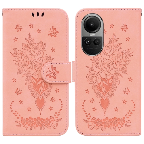 

For OPPO A98 5G / F23 5G India Butterfly Rose Embossed Leather Phone Case(Pink)