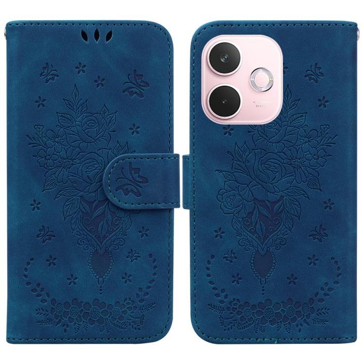 

For OPPO A5 Pro 5G Butterfly Rose Embossed Leather Phone Case(Blue)