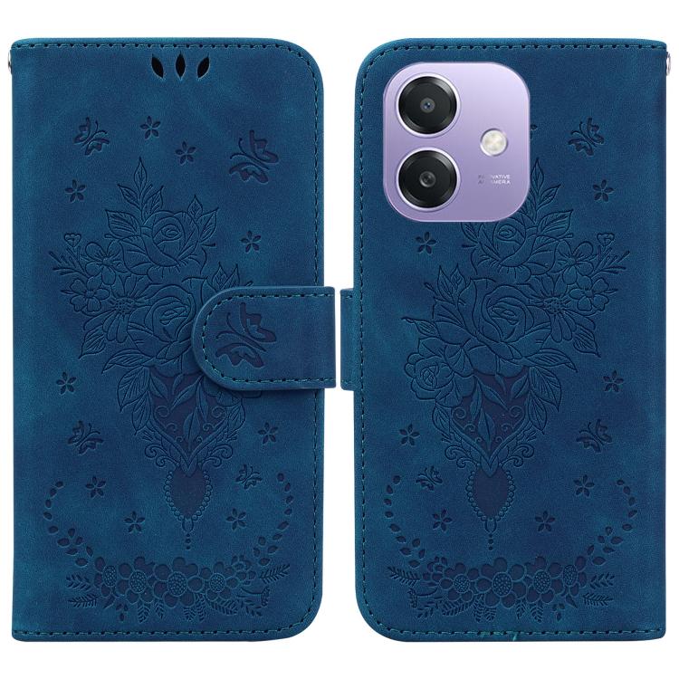 

For OPPO A5x 5G / A3 4G / 5G / A3x 4G / 5G Butterfly Rose Embossed Leather Phone Case(Blue)