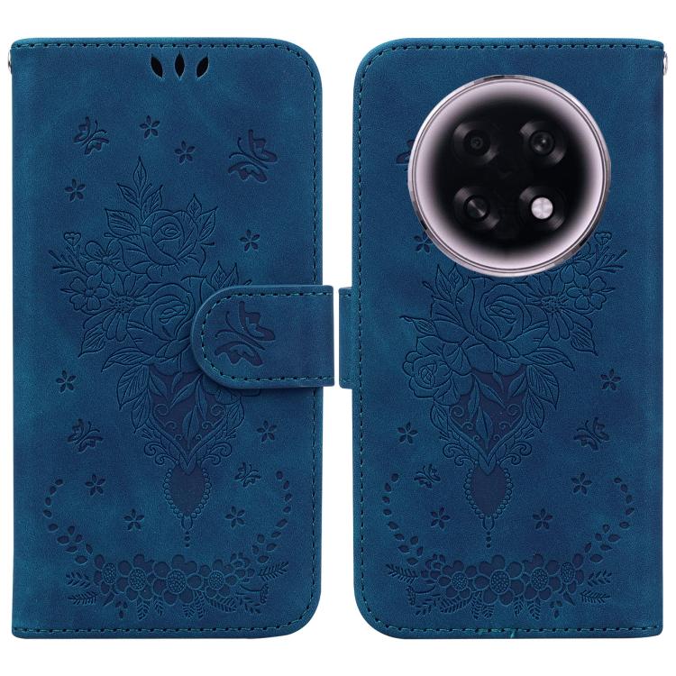 

For OPPO A6 GT 5G Butterfly Rose Embossed Leather Phone Case(Blue)