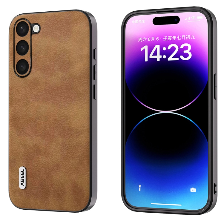 

For Samsung Galaxy S23 5G ABEEL Retro Litchi Texture PU Phone Case(Brown)