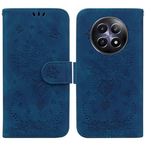 

For Realme 12 5G Butterfly Rose Embossed Leather Phone Case(Blue)