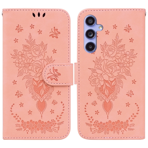 

For Samsung Galaxy S23 FE 5G Butterfly Rose Embossed Leather Phone Case(Pink)