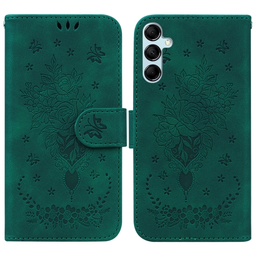 

For Samsung Galaxy M54 Butterfly Rose Embossed Leather Phone Case(Green)
