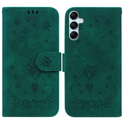 

For Samsung Galaxy M34 5G/F34 5G Butterfly Rose Embossed Leather Phone Case(Green)