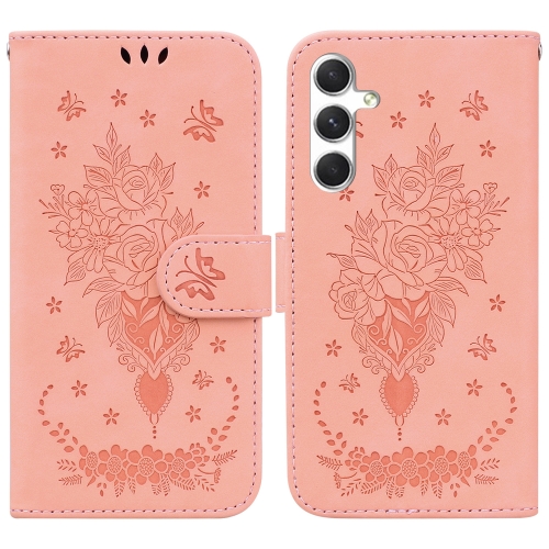 

For Samsung Galaxy S24+ 5G Butterfly Rose Embossed Leather Phone Case(Pink)