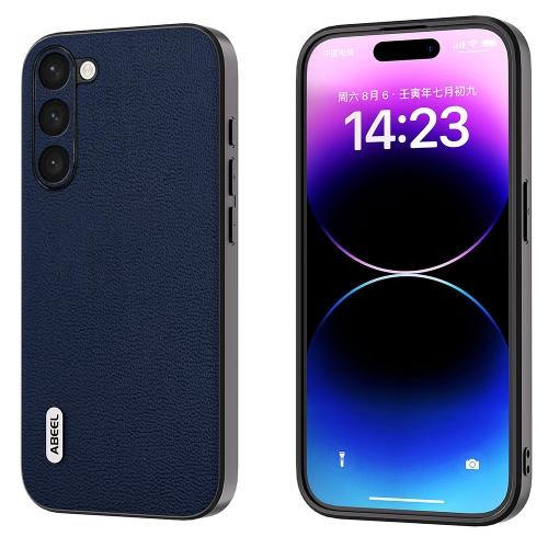 

For Samsung Galaxy S23+ 5G ABEEL Genuine Leather Luolai Series Phone Case(Dark Blue)
