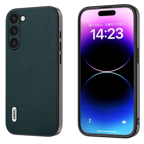 

For Samsung Galaxy S23 5G ABEEL Genuine Leather Luolai Series Phone Case(Dark Green)