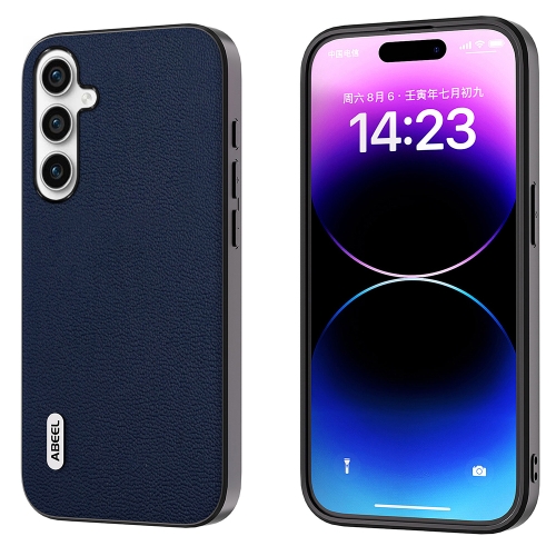 

For Samsung Galaxy S23 FE 5G ABEEL Genuine Leather Luolai Series Phone Case(Dark Blue)