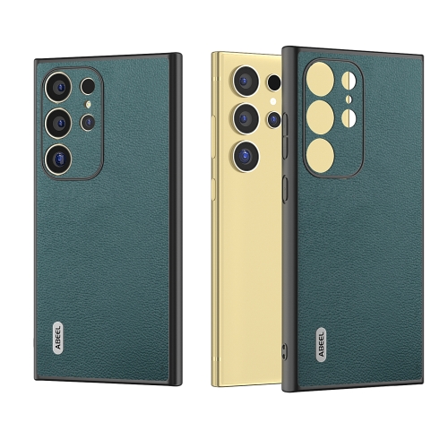 

For Samsung Galaxy S24 Ultra 5G ABEEL Genuine Leather Luolai Series Phone Case(Dark Green)