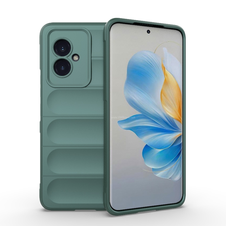 

For Honor 100 5G Magic Shield TPU + Flannel Phone Case(Dark Green)