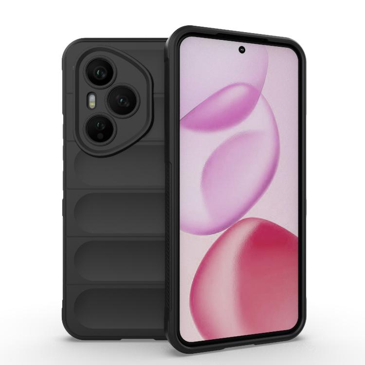 

For Honor 400 Pro 5G Global 160.8mm Magic Shield TPU + Flannel Phone Case(Black)