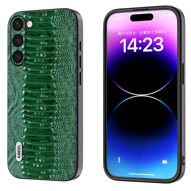 

For Samsung Galaxy S23+ 5G ABEEL Genuine Leather Weilai Series Phone Case(Green)